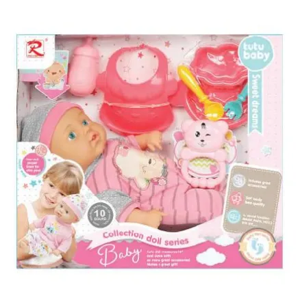 MUÑECO TUMBADO 30CM SONIDO Y ACC